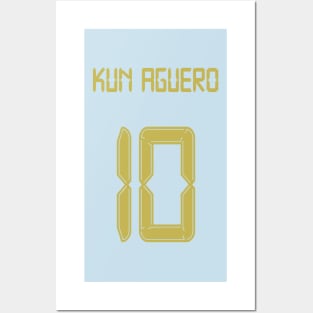 Kun Aguero Man City 10 gold shirt Posters and Art